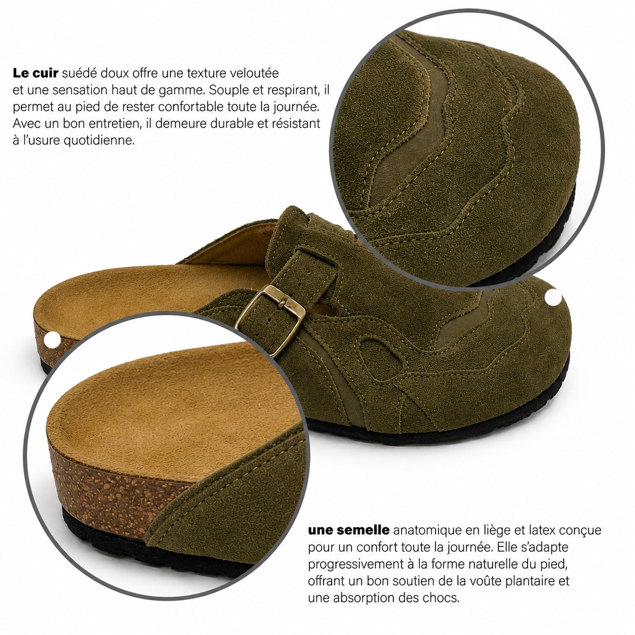 Pellmaro Sabots Daim vert olive