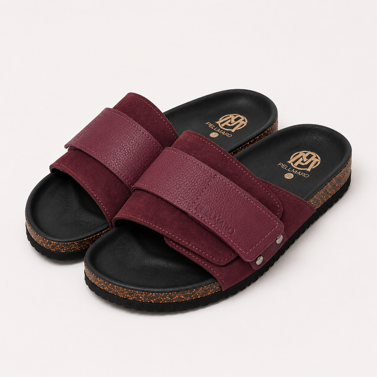 Sandales Femme Atlas en Cuir & Daim -  burgundy