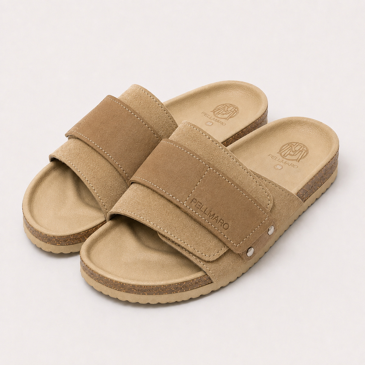 Sandales Femme Atlas en Cuir & Daim - Beige
