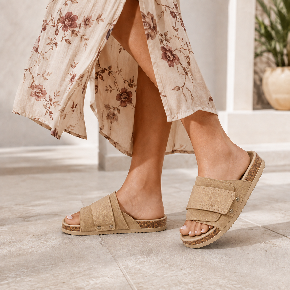 Sandales Femme Atlas en Cuir & Daim - Beige