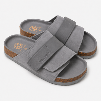 Sandales Atlas en Cuir & Daim -- Gris Minéral