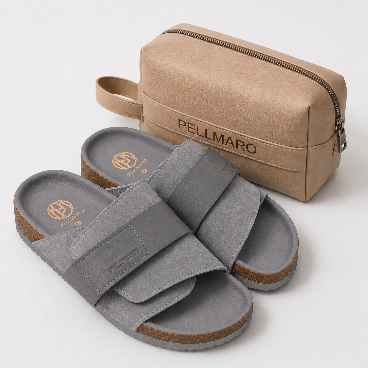 Sandales Atlas en Cuir & Daim -- Gris Minéral
