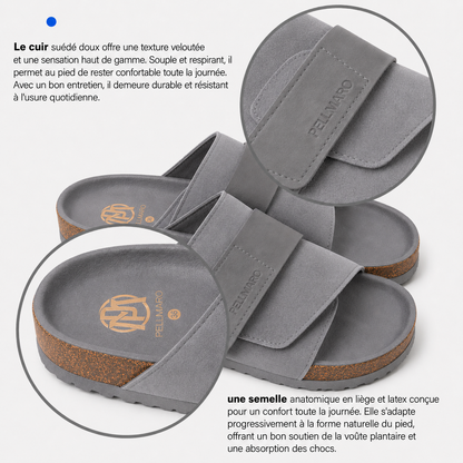 Sandales Atlas en Cuir & Daim -- Gris Minéral
