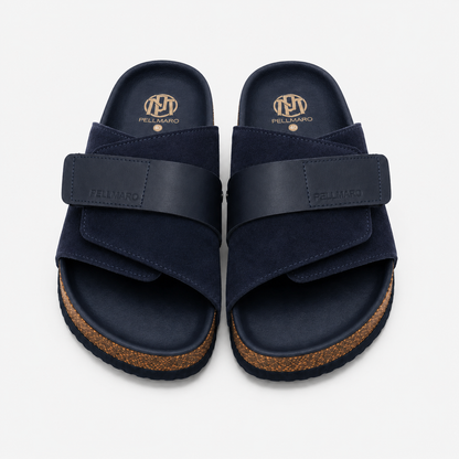 Sandales Atlas en Cuir & Daim -- Bleu Marine