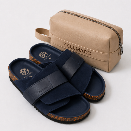 Sandales Atlas en Cuir & Daim -- Bleu Marine