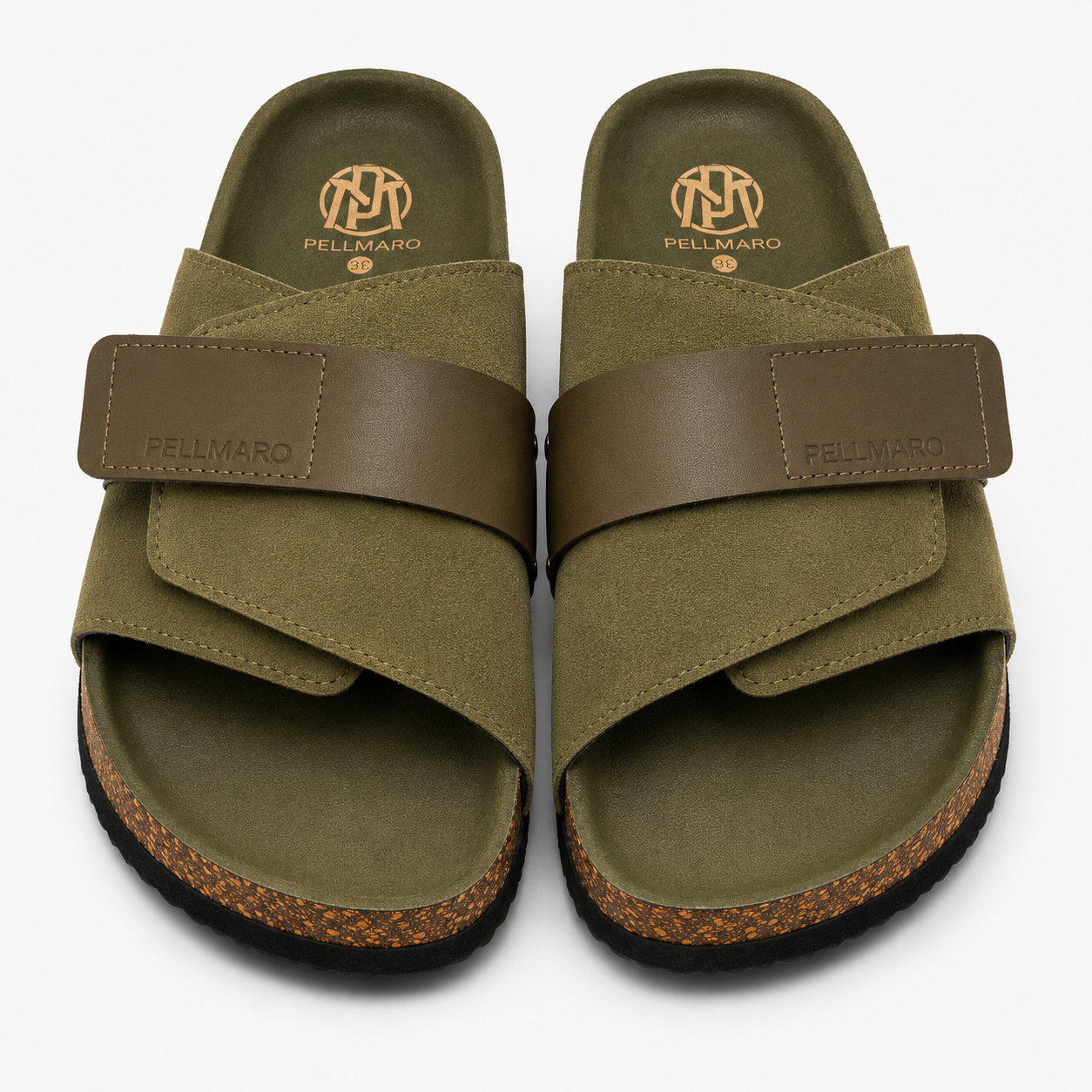 Sandales Atlas en Cuir & Daim -- Vert Olive