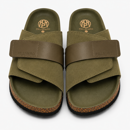 Sandales Atlas en Cuir & Daim -- Vert Olive