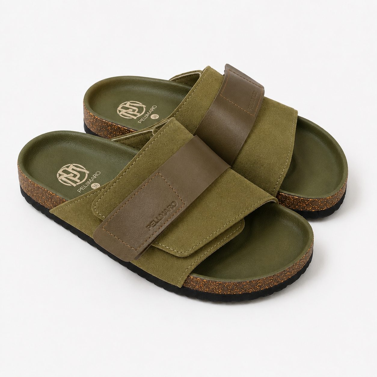 Sandales Atlas en Cuir & Daim -- Vert Olive
