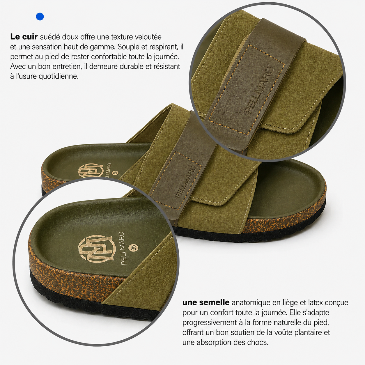 Sandales Atlas en Cuir & Daim -- Vert Olive