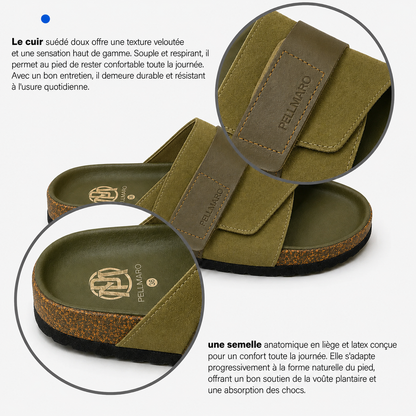 Sandales Atlas en Cuir & Daim -- Vert Olive