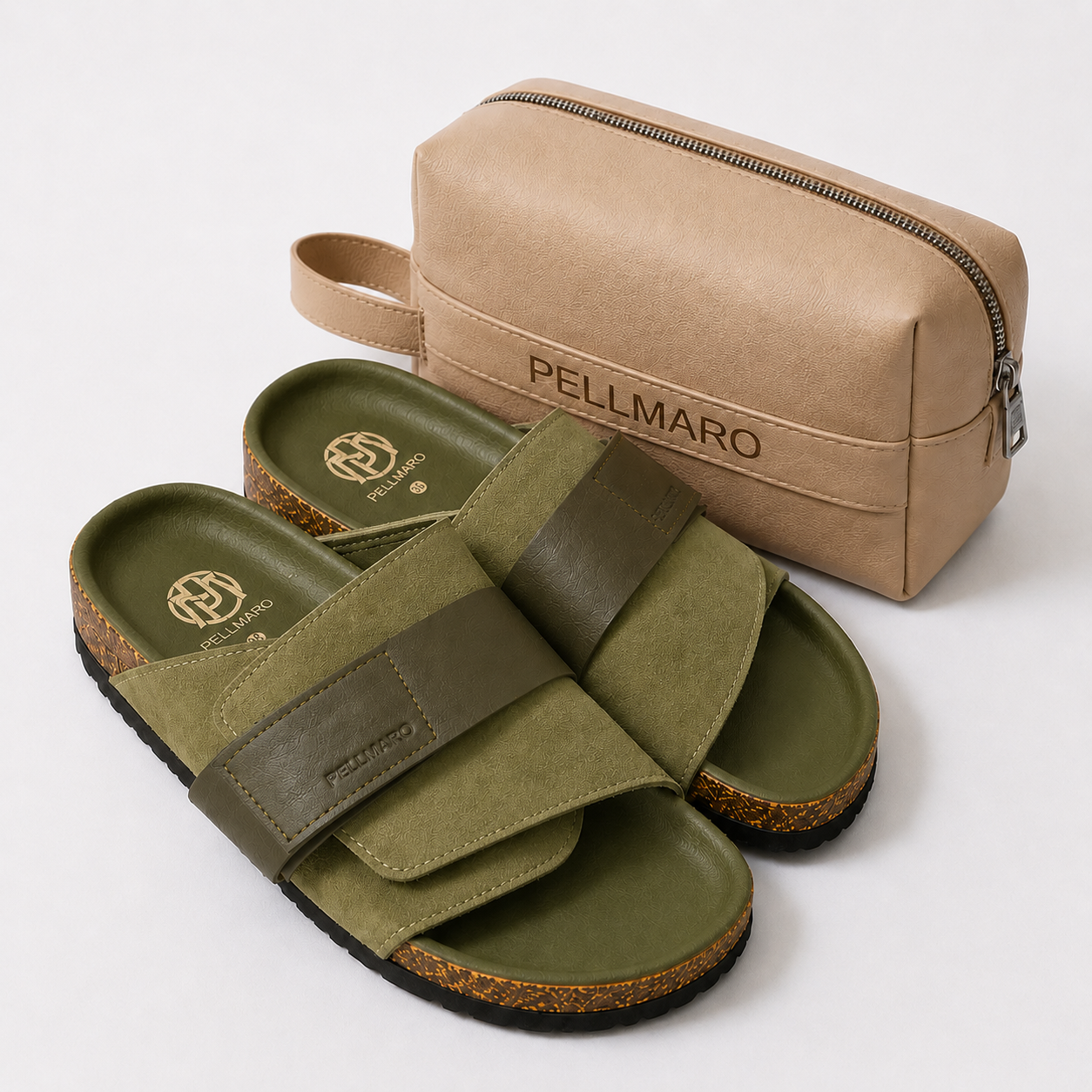 Sandales Atlas en Cuir & Daim -- Vert Olive