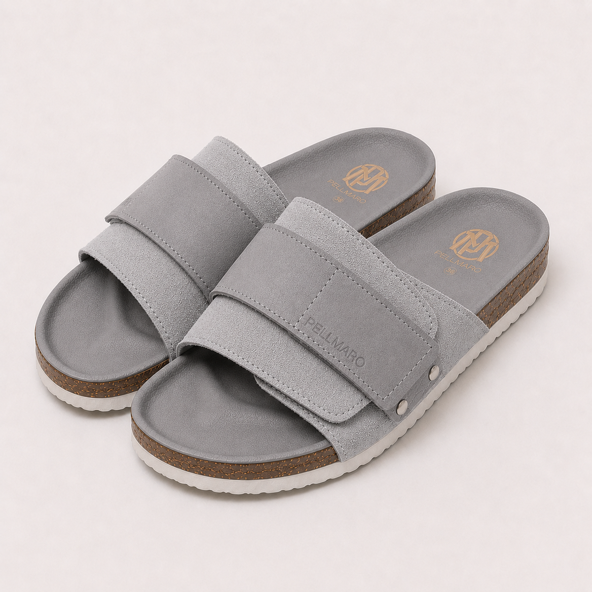 Sandales Femme Atlas en Cuir & Daim - Gris