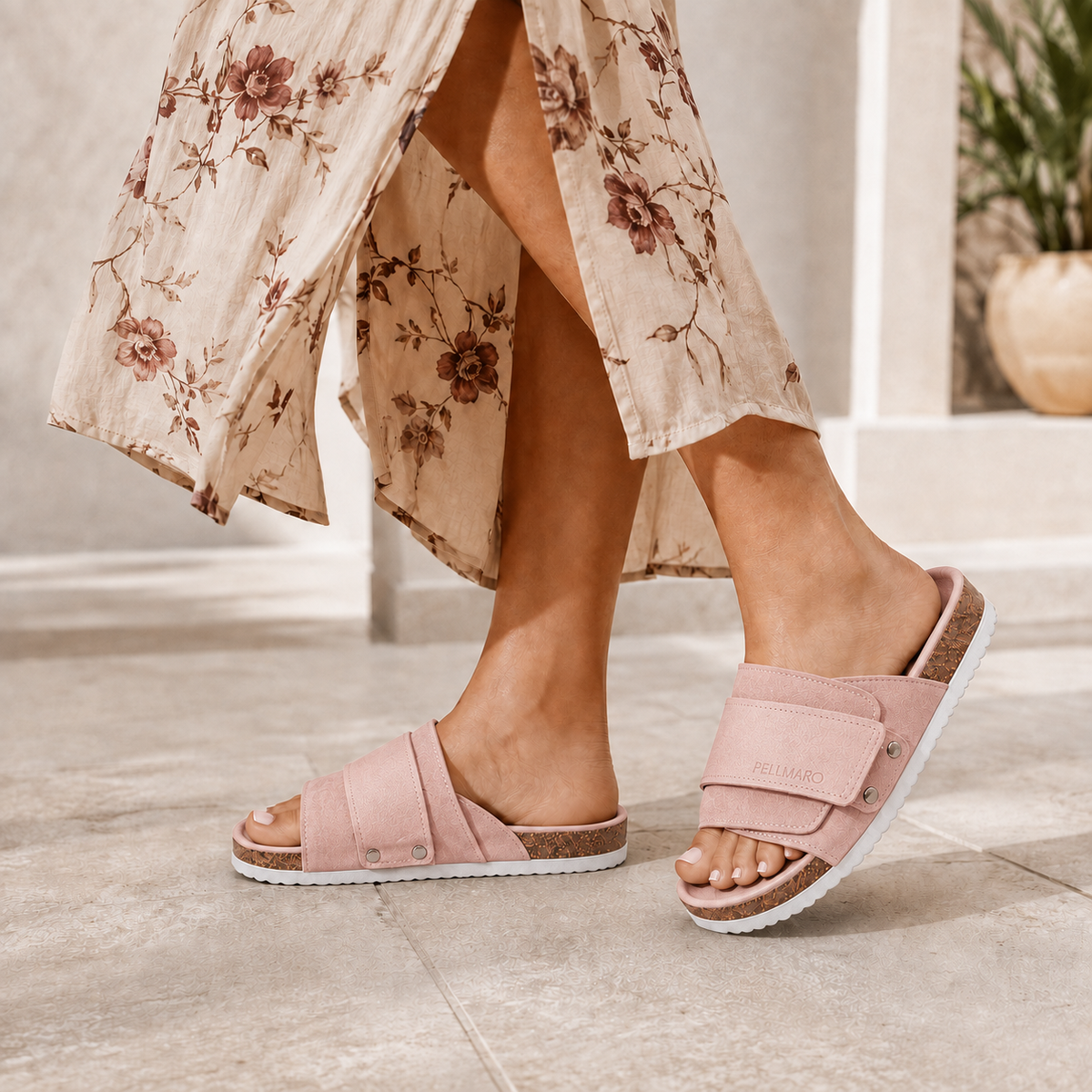 Sandales Femme Atlas en Cuir & Daim -  Rose
