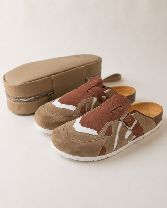 Sabots Premium Pellmaro Nomade — Beige & Marron