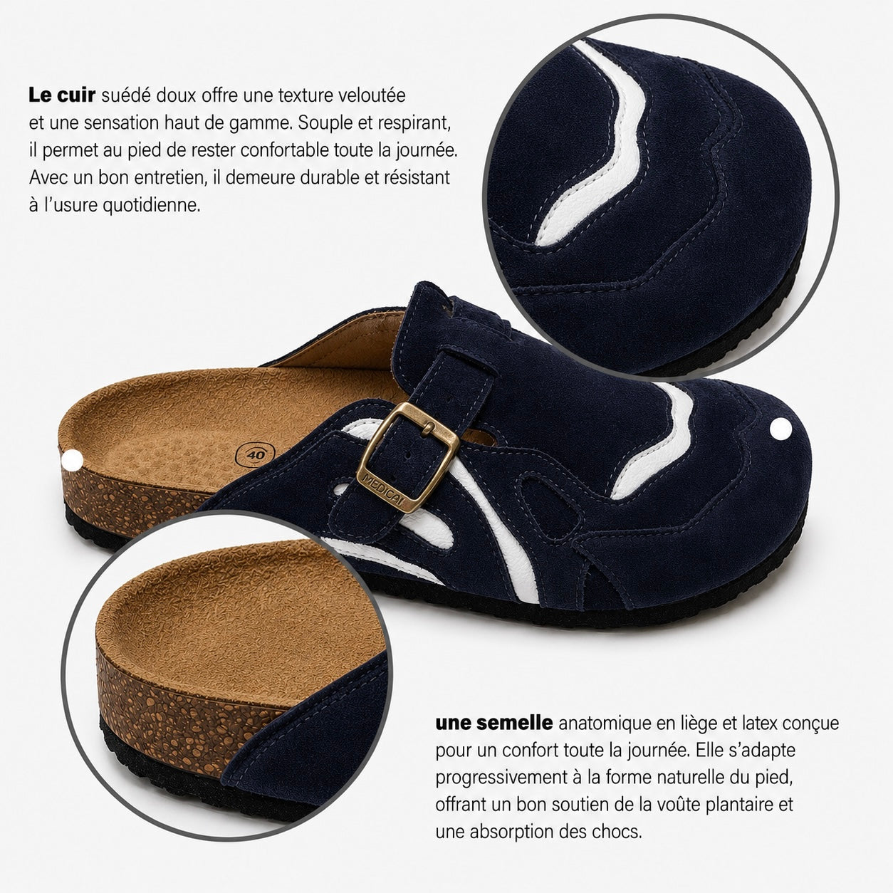 Pellmaro Sabots Daim Bleu Marine