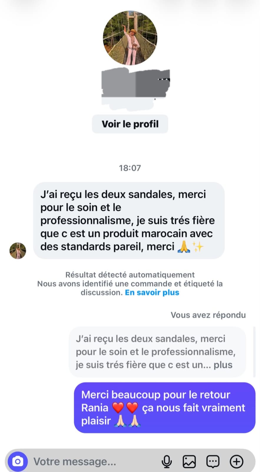 Capture d'écran d'un avis client Pellmaro